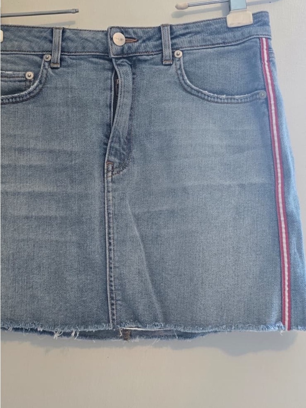 Sundry Light Blue Denim Skirt with Contrast Stitching - Picture 4 of 14